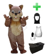 Kostüm Streifenhörnchen 3 + Haube + Kissen + Tasche (Werbefigur)