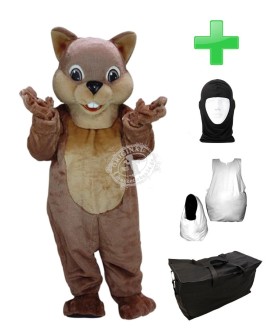 Kostüm Streifenhörnchen 3 + Haube + Kissen + Tasche (Werbefigur)