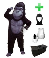 Kostüm Gorilla 5 + Haube + Kissen + Tasche (Werbefigur)