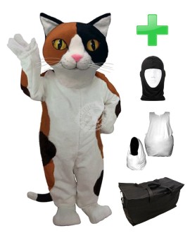 Maskottchen Katze 10 + Haube + Kissen + Tasche (Werbefigur)