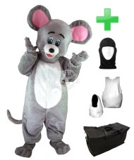 Kostüm Maus 3 + Haube + Kissen + Tasche (Werbefigur)
