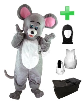 Kostüm Maus 3 + Haube + Kissen + Tasche (Werbefigur)