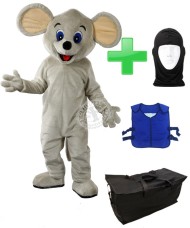 Kostüm Maus 27 + Kühlweste "Blue M24" + Tasche "Star" + Hygiene Maske (Hochwertig)
