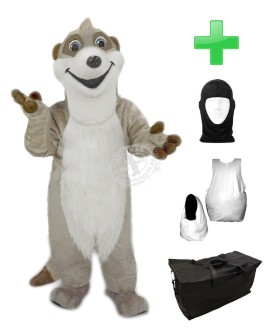 Kostüm Frettchen / Erdmännchen + Haube + Kissen + Tasche (Werbefigur)