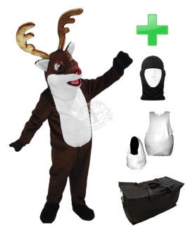 Kostüm Rentier 3 + Haube + Kissen + Tasche (Werbefigur)