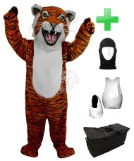 Kostüm Tiger 6 + Haube + Kissen + Tasche (Werbefigur)