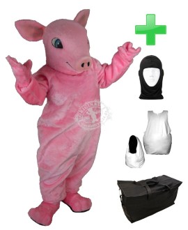 Kostüm Schwein 1 + Haube + Kissen + Tasche (Werbefigur)
