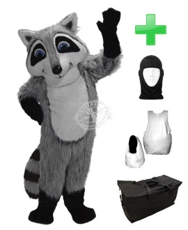 Kostüm Waschbär 1 + Haube + Kissen + Tasche (Werbefigur)