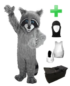 Kostüm Waschbär 2 + Haube + Kissen + Tasche (Werbefigur)