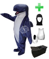 Kostüm Blauwal / Wal 1 + Haube + Kissen + Tasche (Werbefigur)