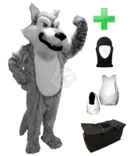 Kostüm Wolf 1 + Haube + Kissen + Tasche (Werbefigur)