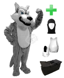 Kostüm Wolf 1 + Haube + Kissen + Tasche (Werbefigur)