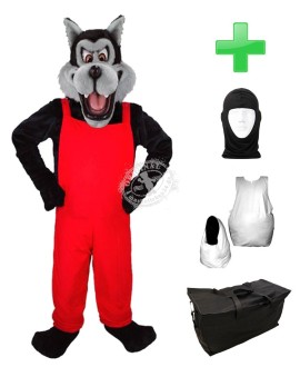 Kostüm Wolf 3 + Haube + Kissen + Tasche (Werbefigur)