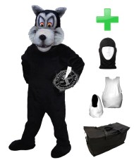 Kostüm Wolf 4 + Haube + Kissen + Tasche (Werbefigur)