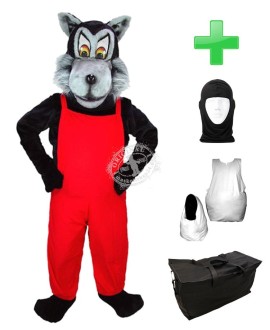 Kostüm Wolf 5 + Haube + Kissen + Tasche (Werbefigur)