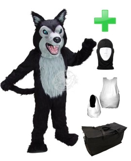 Kostüm Wolf 7 + Haube + Kissen + Tasche (Werbefigur)
