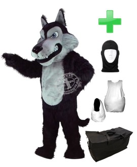 Kostüm Wolf 8 + Haube + Kissen + Tasche (Werbefigur)