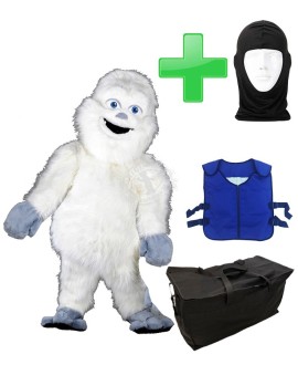 Kostüm Yeti 2 + Kühlweste "Blue M24" + Tasche "XL" + Hygiene Maske (Hochwertig)