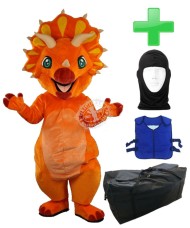 Kostüm Dinosaurier 9 + Kühlweste "Blue M24" + Tasche "XL" + Hygiene Maske (Hochwertig)