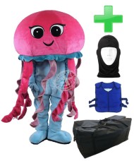 Kostüm Medusa Qualle + Kühlweste "Blue M24" + Tasche "XL" + Hygiene Maske (Hochwertig)