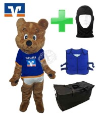 "Teilhabär" VR-Bank Kostüm + Tasche "Star" + Kühlweste "M24" + Hygiene Maske (Hochwertig)