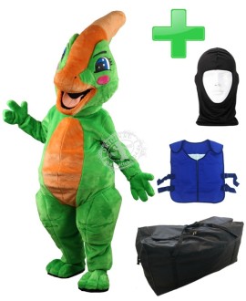 Kostüm Dinosaurier 10 + Kühlweste "Blue M24" + Tasche "XL" + Hygiene Maske (Hochwertig)