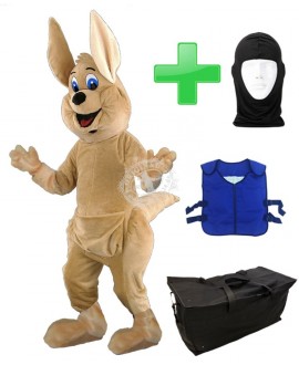 Kostüm Känguru 6 + Kühlweste "Blue M24" + Tasche "Star" + Hygiene Maske (Hochwertig)