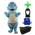 Kostüm Dinosaurier 11 + Kühlweste "Blue M24" + Tasche "XL" + Hygiene Maske (Hochwertig)